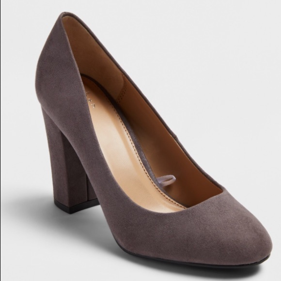 Taupe Velvet Block Heels - Picture 1 of 4